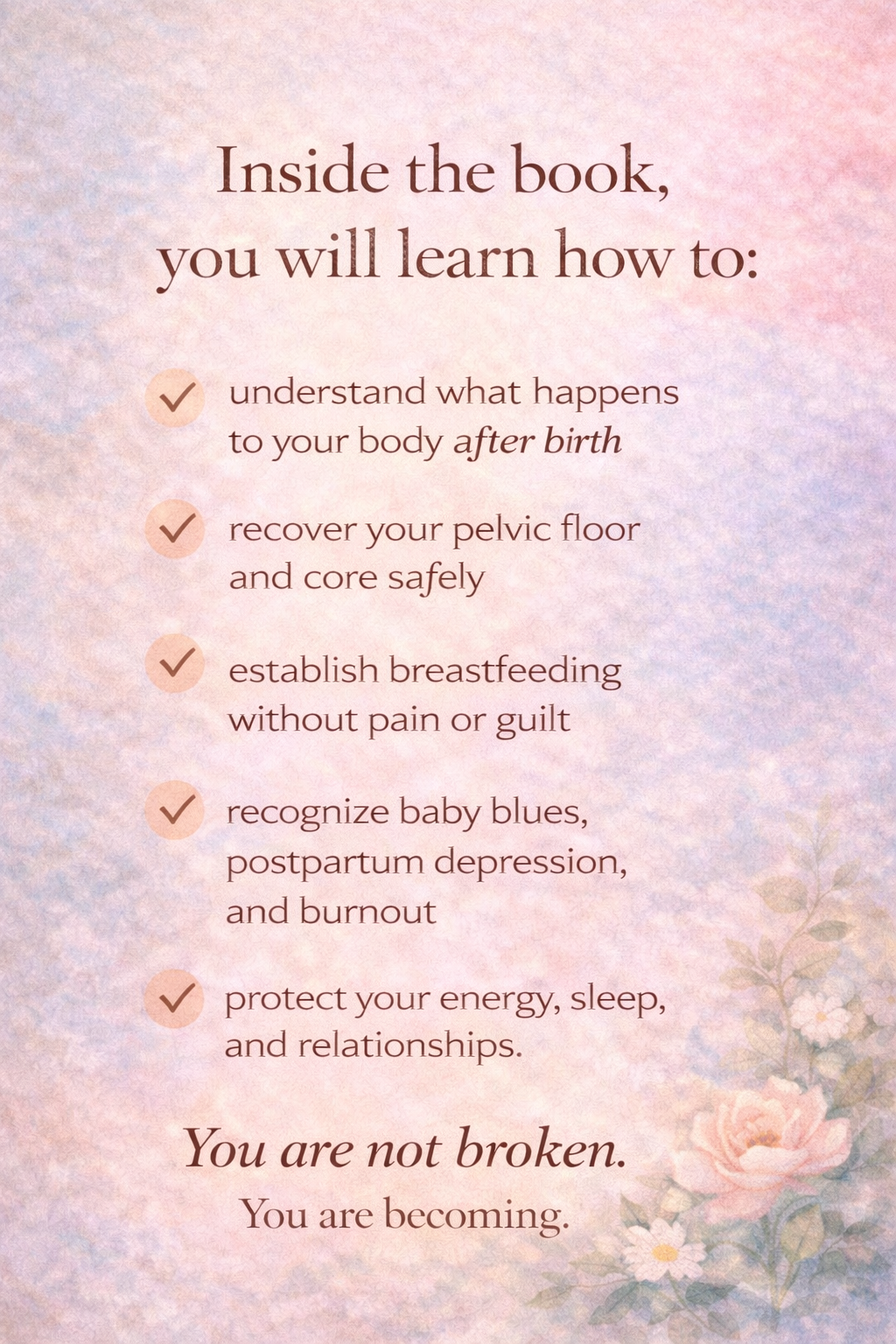 A recovery plan for new mothers